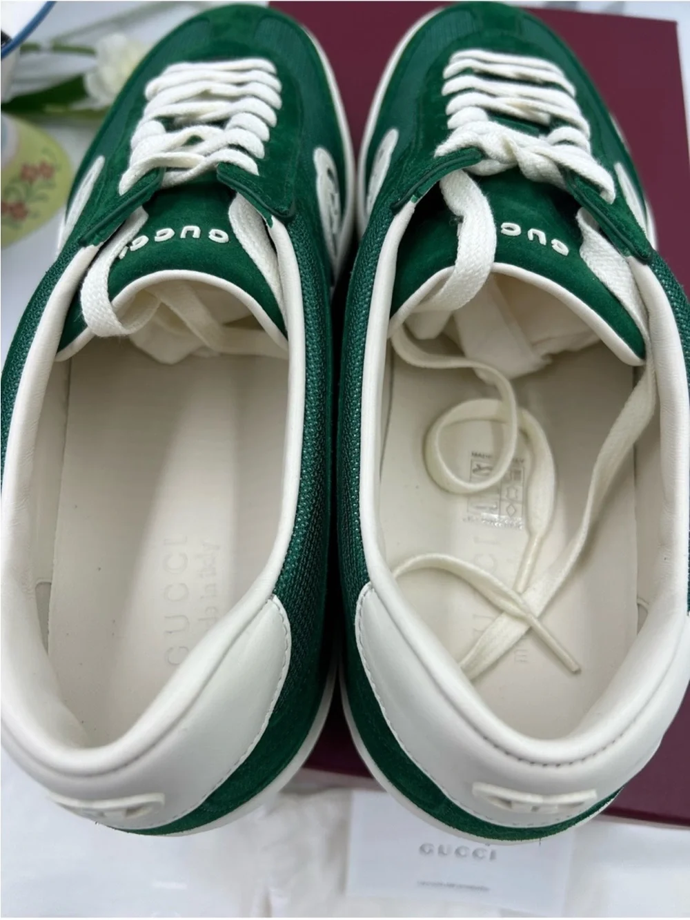 Men’s Gucci interlocking G suede/canvas sneakers size 13 made in Italy